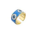 Luxury 18K Dripping Oil Rings Gold Plated Colorful Enamel Turkish Evil Eye Ring