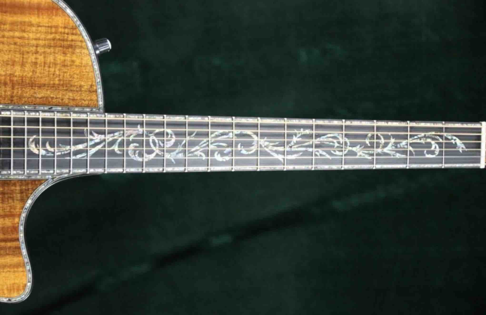 Grand Luxury Acoustic Guitar Full Solid AAA Koa Top & Back Side Real Abalone Inlay Ebony Fingerboard One Piece Wood Neck