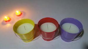 Quality Home &amp; Garden 3 colors white unscented with color iron cup wholesale