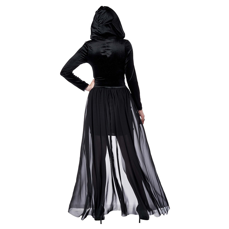 Adults Performance Wear Black Gauze Cape for Witch Costume and Festival Stage Cosplay