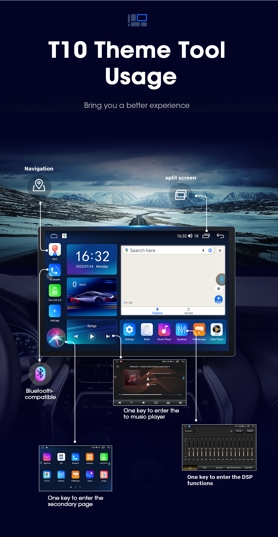 Universal Year 13" 2 Din Car Radio 1920*1200P QLED Built-in CarPlay Multimedia Stereo