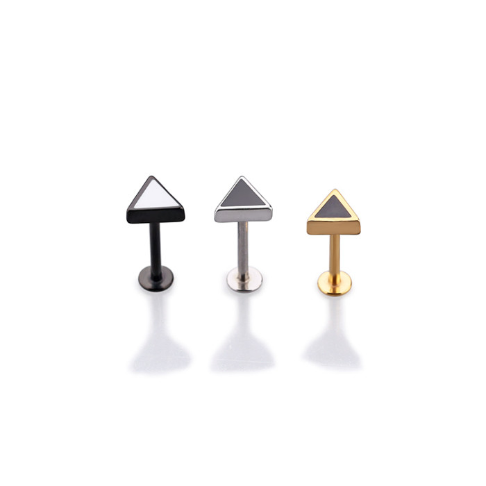 Custom single lip ring piercing jewelry triangular shape lip ring for women and men