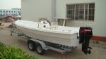 White 6.8m Fiberglass Fishing Boats 120L Fuel Tank 3 Rod Holders With Trailer