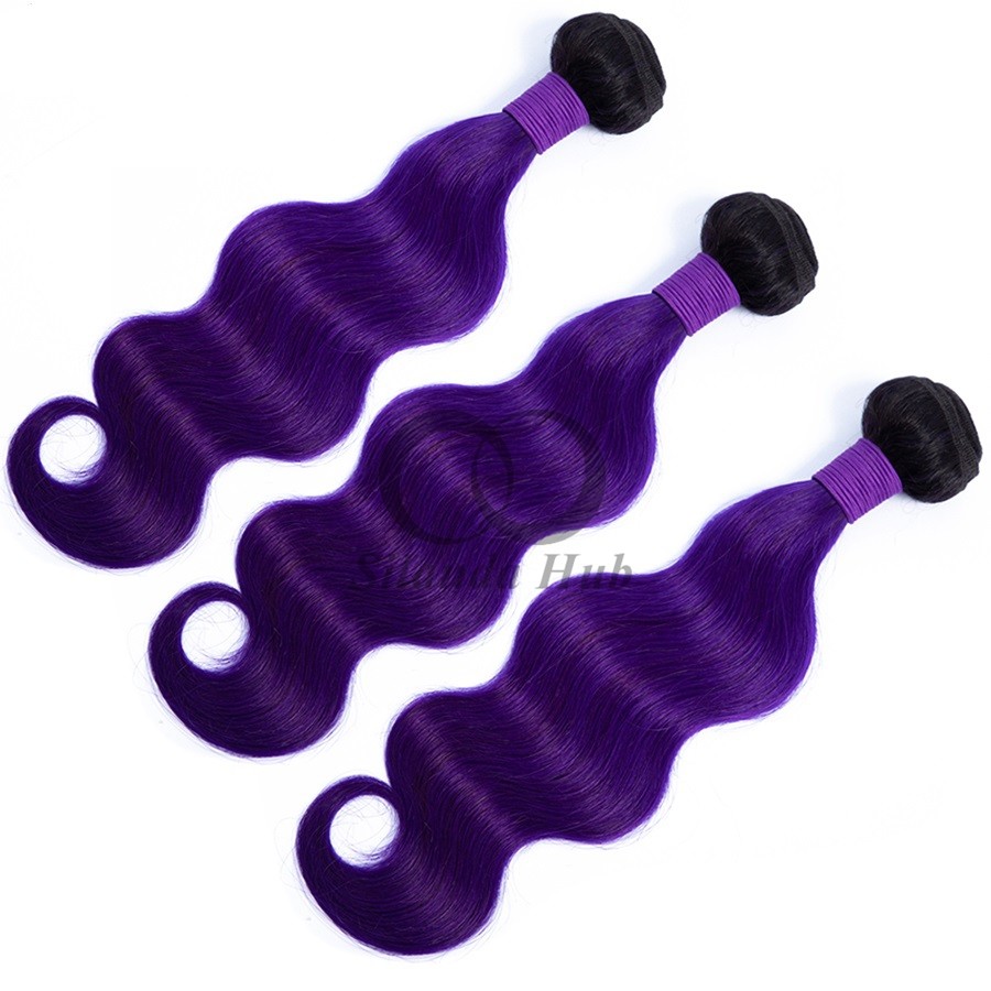 #T1B/Purple Body Wave Remy Human Hair Bundles Sew In Weave Bundles Brazilian Bundle Deals