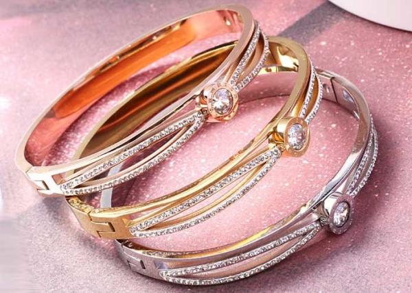 Bracelet female gift 18K gold letter Naan zircon jewelry stainless steel cross