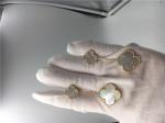 Van Cleef Earrings With 2 Motifs , 18k Yellow Gold Van Cleef Mother Of Pearl