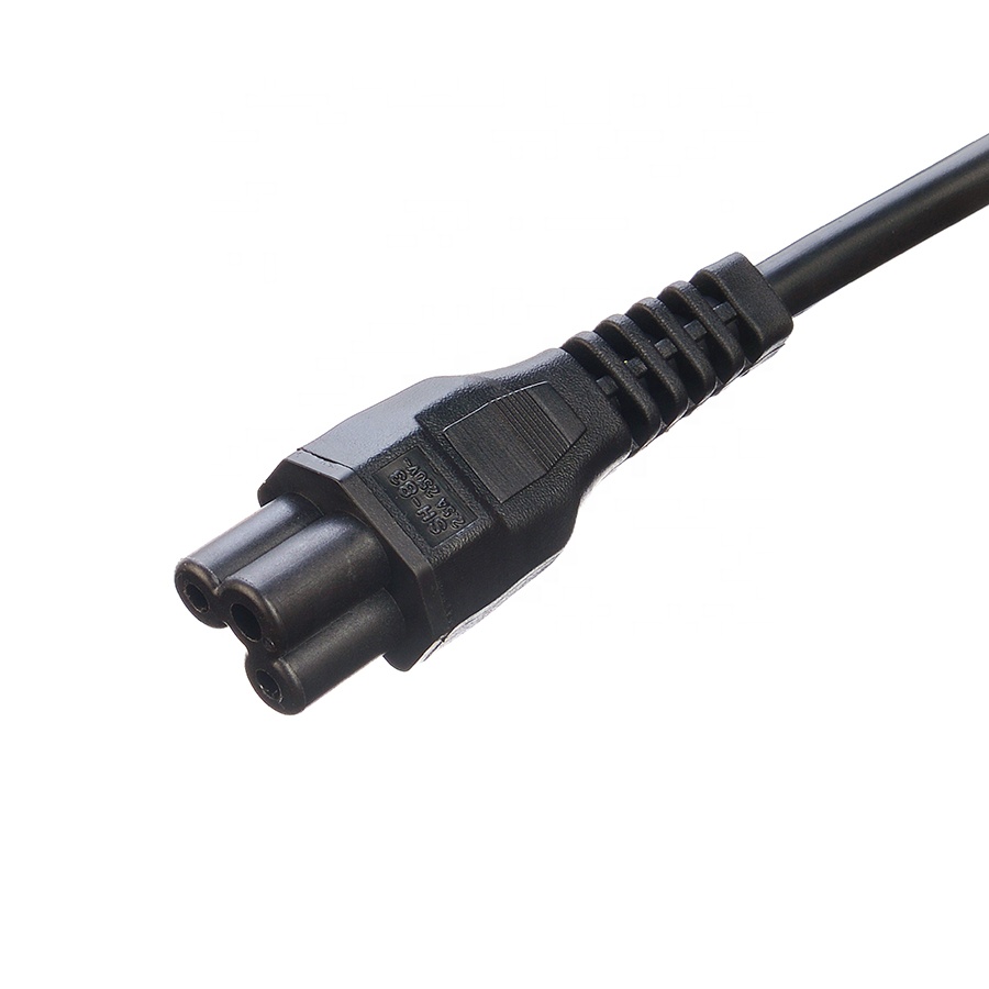 Commercial 3 Pin 16A Plug C5 Clover Connector Black Italia Standard Extension Cord Leads IMQ Power Cord H05vv-f 3g 0.75mm2