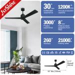 Black 3 Solid Wood Blades Quiet Ceiling Fan With Remote Control