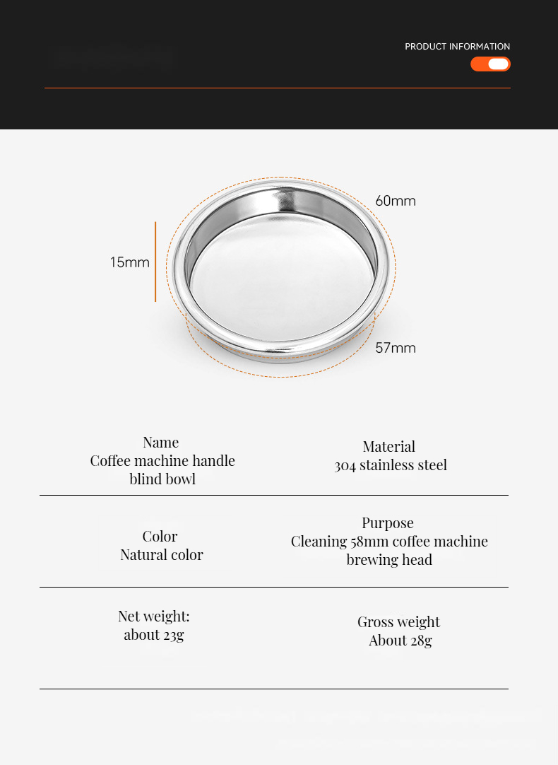 Classic Design Portafilter Cleaning Basket for Restaurant and Home Coffee Machines