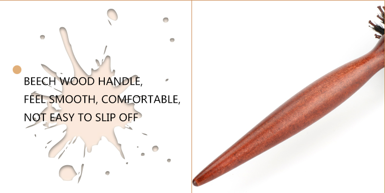 Natural Styling Anti Static Round Hair Curling Combs Set Of 3 With Wooden Handle