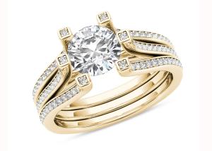 Quality Yellow Gold 126PCS Diamond Engagement Wedding Rings 1.26CT Total Weight wholesale