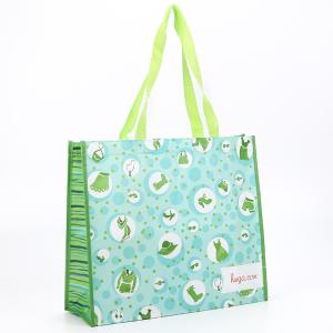 Quality Promotional Waterproof Recycled Laminated Green PP Woven Bag wholesale