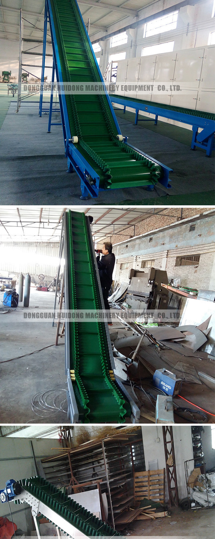 PU Skirt Flat Belt Conveyor Customized Size For Food Industry 1 Year Warranty