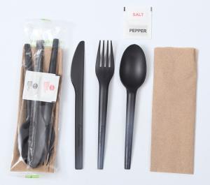 Quality Restaurant Wrapped Cutlery Kit , Disposable Cutlery Kit With Napkin / Salt / Pepper wholesale