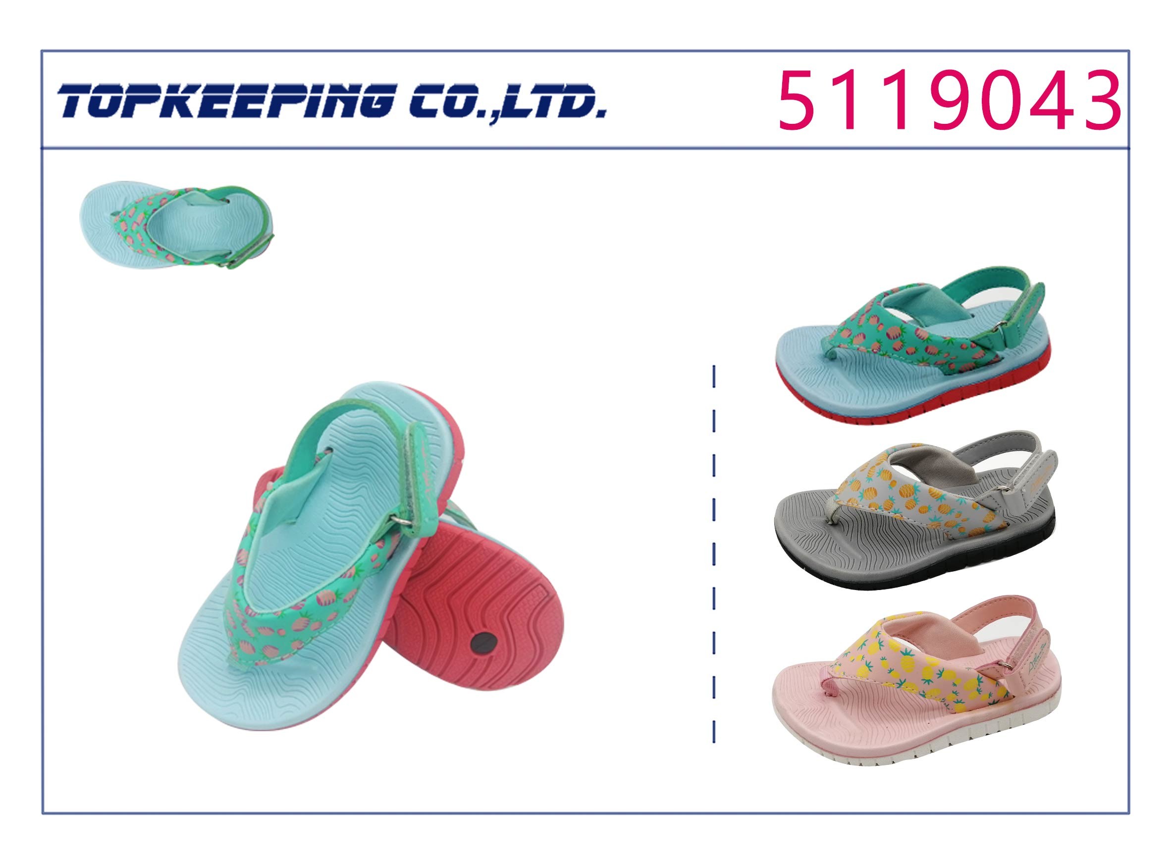 Flat Kid Boy Baby Flip Flops EVA Sole Cartoon Fruit Pattern