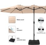 Patio Umbrellas, Outdoor Market Large Umbrella wirh Base, Rectangle Long Double