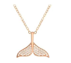 Quality 2021 Korean Shinny Jewelry 925 Sterling Silver Necklace Geometric Cubic Zirconia Mermaid Pendant Necklace For Women wholesale