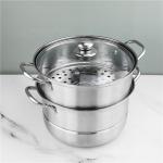Restaurants Two Layer Stainless Steel Soup Pot Multi Layer With Glass Lid