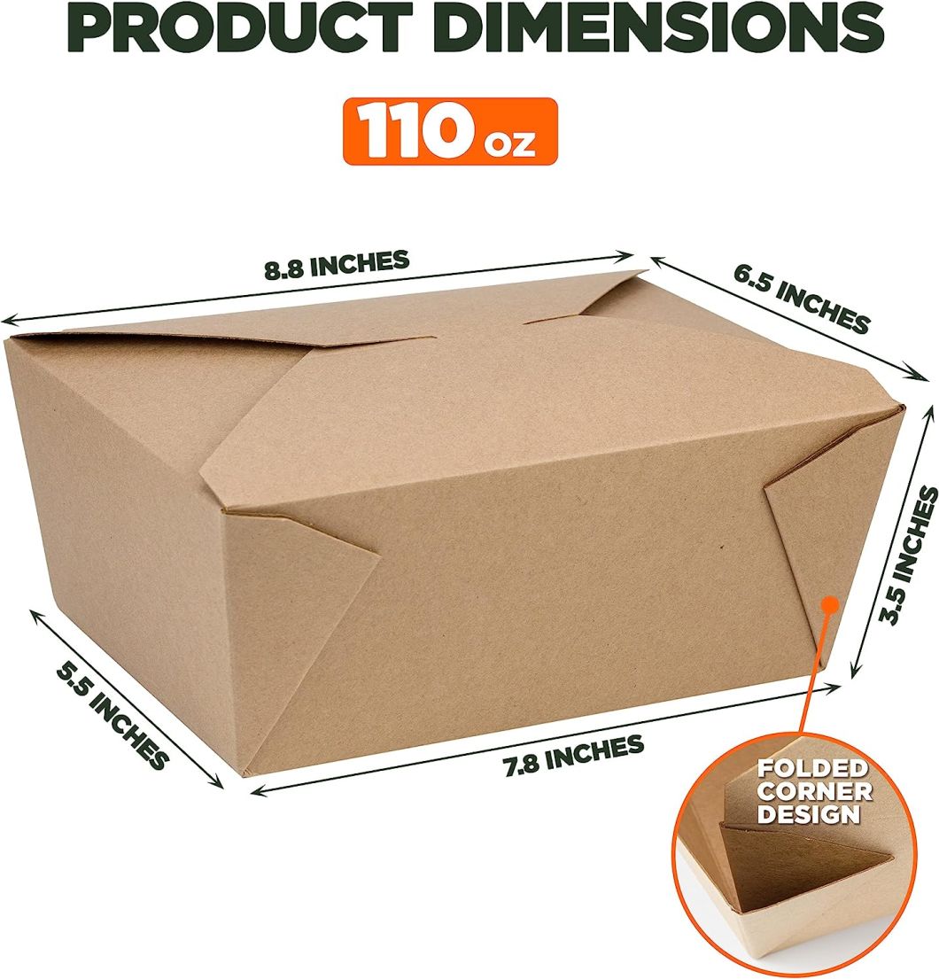 Disposable Kraft Paper Baking Box Take Out Container Lunch Meal Food
