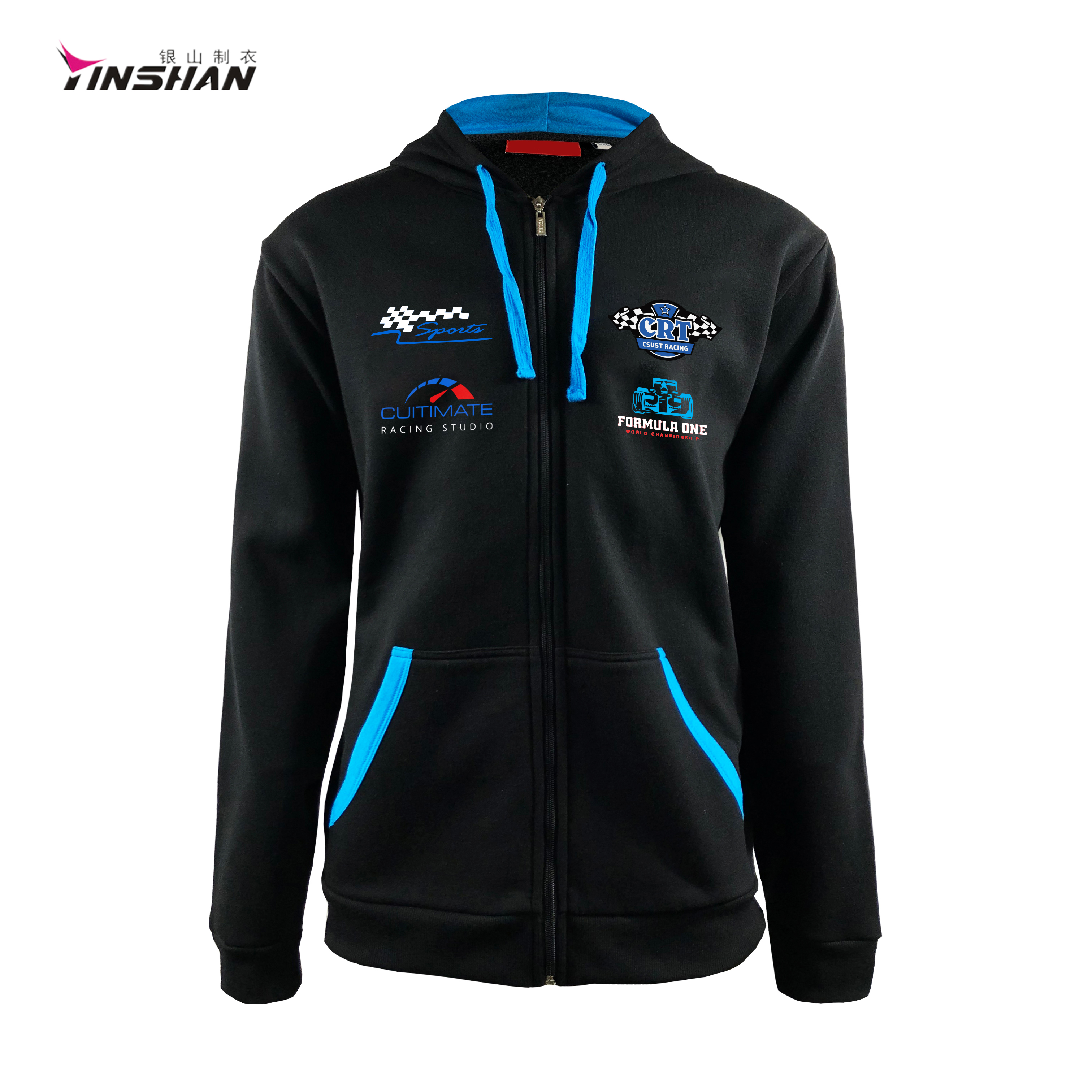 Adults Oem Outdoor Jacket for Yinshan Team Sports Racing Cotton Poly Oversize Hoodies