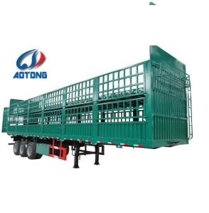 Quality 3 Axle 60 Ton Truck Open Cargo Flatbed Stake Fence Semi Trailer with JOST 2&quot; King Pin wholesale