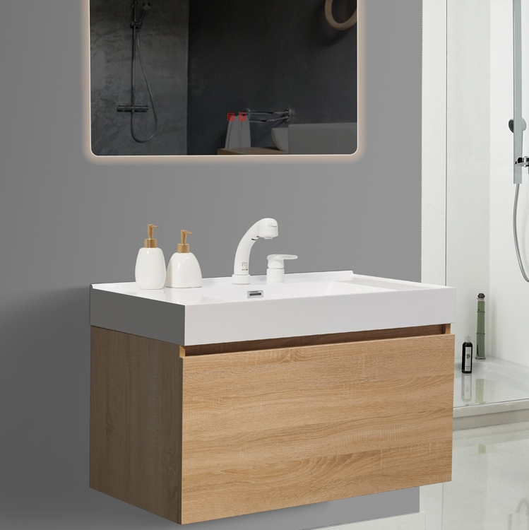 Rectangle Euro Style Wall Mounted Lavatory Cabinet Bathroom Vanity with Knobs Hardware