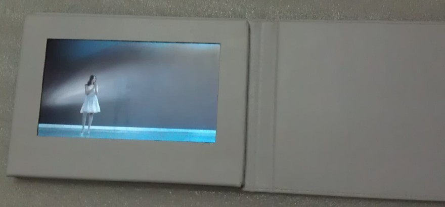 Video In Folder PU 10.1 inch video brochure promotional LCD screen lcd video book with leather cover for business invite