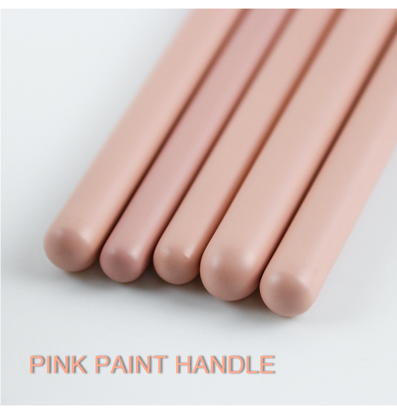 5pcs Eyeshadow Brush Set Private Logo Cruelty Free Classic Pink Wooden Handle