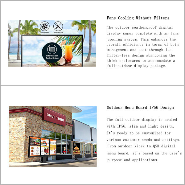55inch Signage Outdoor Drive Thru Menu Boards Small Business 3000nits