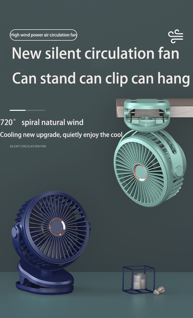 7200mAh Extra Large Capacity Clip On Desktop Fan With Three Speeds Working Up To 8H