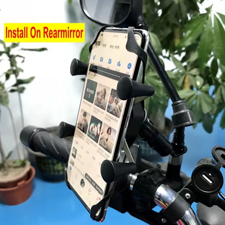 Anti Oxidative PVC X Claw Motorcycle Phone Mount 360D Rotatable