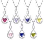 YASVITTI Gemstone Infinity Pendant Necklaces Cubic Zirconia Birthstone Heart 925