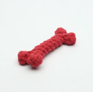Quality Tough Cotton Lovely Dog Rope Bone / Red Puppy Rope Chew Toys 16cm Size wholesale