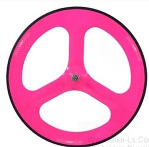 Quality popular pink 700c light tri-spokes rim /3-spoke carbon clincher wheel for road &amp;track bike wholesale