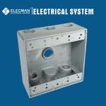 GFCI Electrical Aluminum 2 Gang Box Weatherproof Outlet Box With 5 Outlet Holes