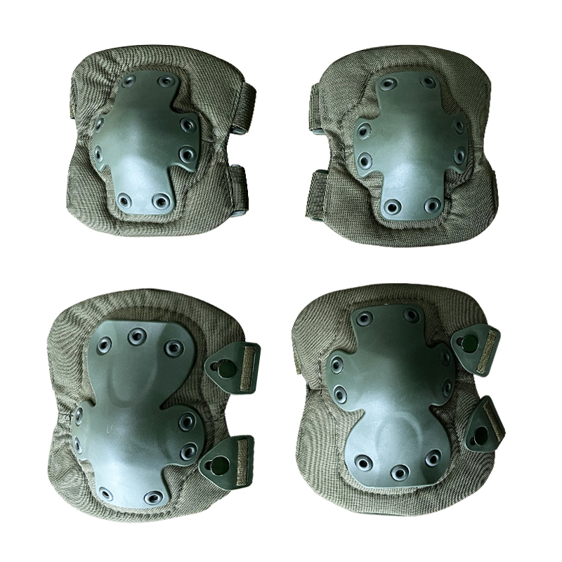 Green Protection Comfortable Black Hawk Elbow and Knee Pads Sets with Hard 6 Holes Shell