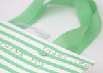 Green Eco Friendly Striped Paper Bags With Handles Glossy Lamination