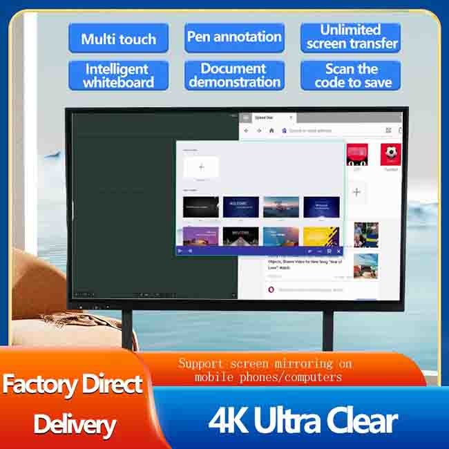Conference Room Smart Flat Panel 3840*2160 85 Inch Interactive Display