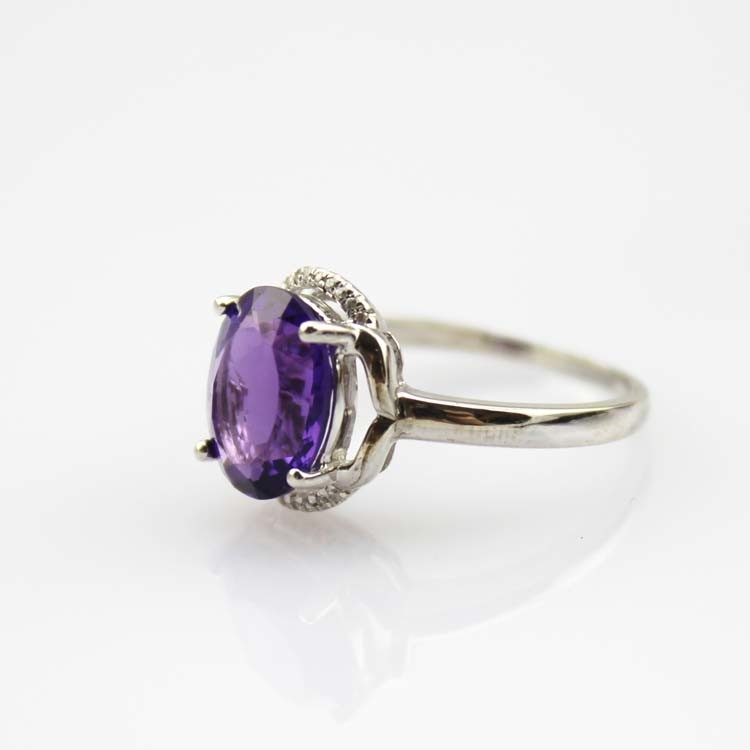White Gold Plated 925 Silver Tanzanite Cubic Zircon Gemstone Ring (R227)