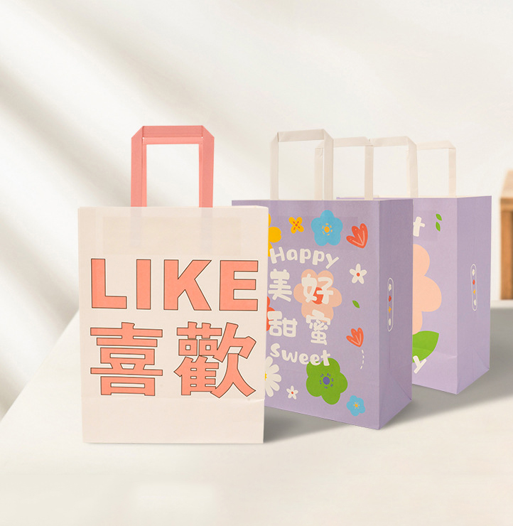 Custom Color Accepted Shopping Bag Handle Kraft Paper Shop Bag for Business and Shopping