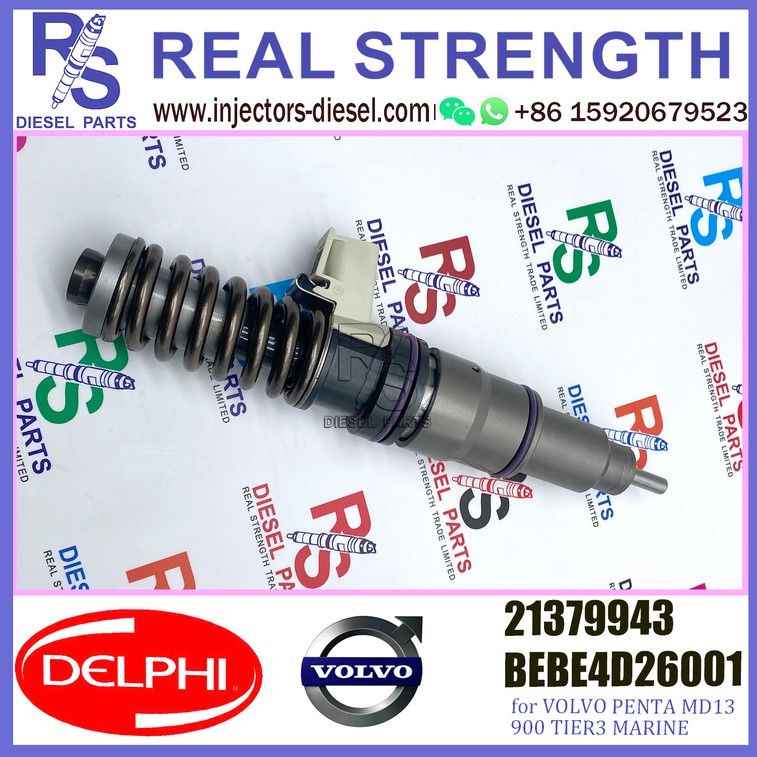 DELPHI 4pin injector 21379943 Diesel pump Injector V-O-L-V 21379943 BEBE4D26001 E3.18 for V-O-L-V PENTA MD13 900 TIER3 MARI