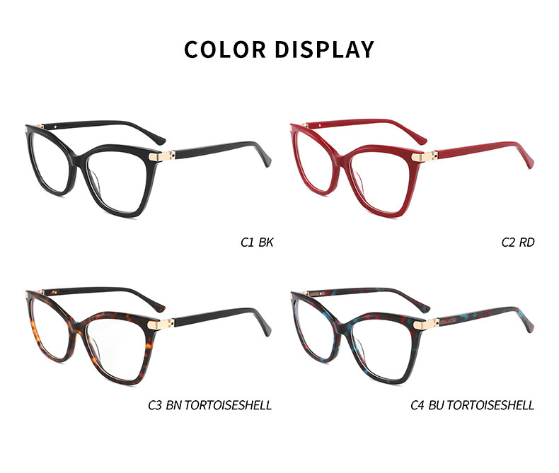 CatEye Shape Acetate Frame Glasses , 180 Degree Flexible Hinge Glasses