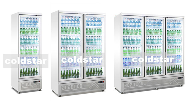 Glass Door Upright Supermarket Display Refrigerator Commercial Industrial Side by Side Cooler