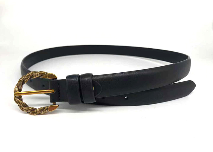 Black 2.5cm Women's Fashion Leather Belts Metal Pin Buckle