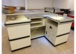 Retail White Supermarket Checkout Counter / Commercial Shop Counter Desk
