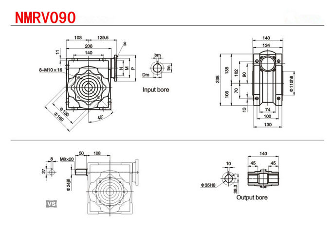 Convenient Operate Double Reduction Worm Gear Speed Reducer Small Volume