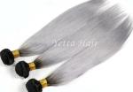 Silver Grey Ombre Human Hair Extensions Unprocessed Straight Virgin Hair