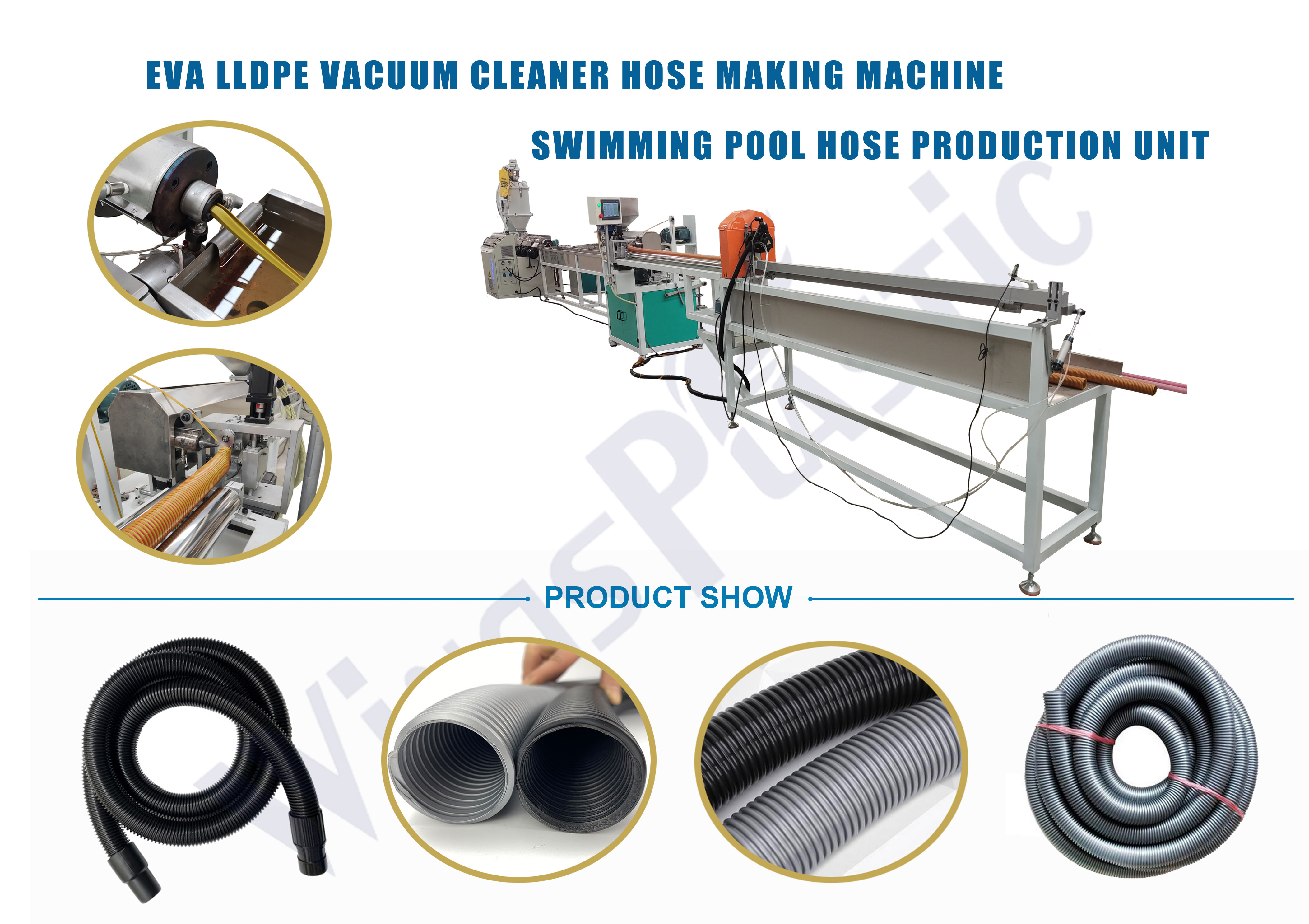 PLC Control Automation EVA Corrugated Hose Vacuum Cleaner Hose Extrusion Equipment