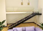 Laminated Tempered Glass Straight Flight Staircase Ss Double Beams Suppport