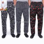 Printed Elastic Waistband Kitchen Cooking Chef Pants Worker Uniforms Print Chef